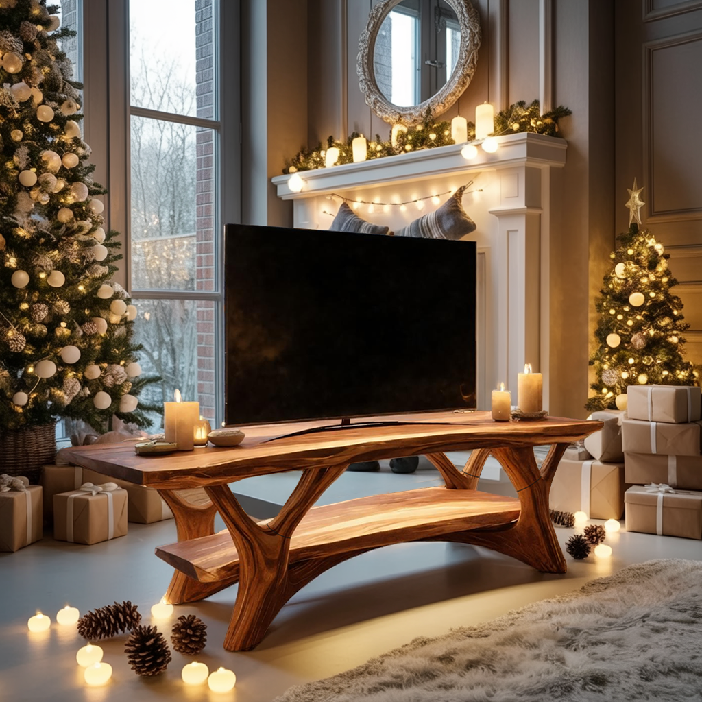 Farmhouse Solid Wood TV Console For Cozy Holiday Decor