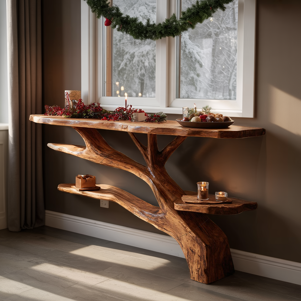 Handcrafted Solid Wood Console Table For Christmas Furniture Decor