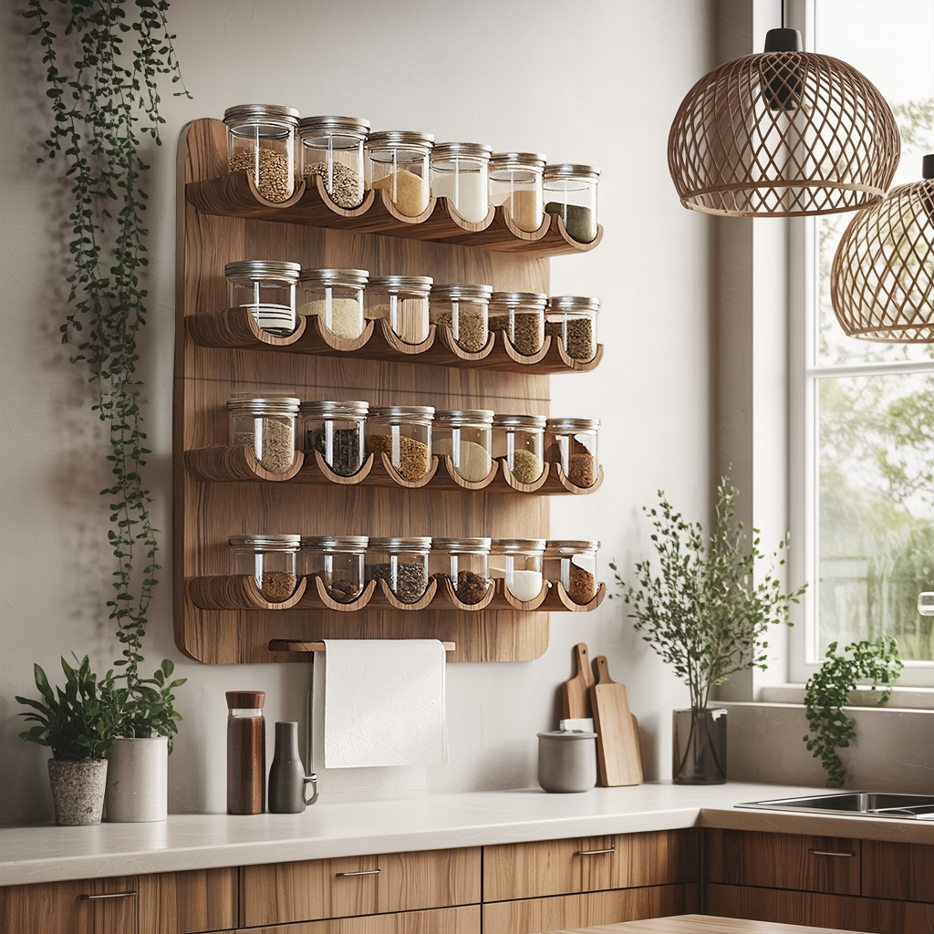 Mid Century Handmade Spice Storage For Kitchen Decor