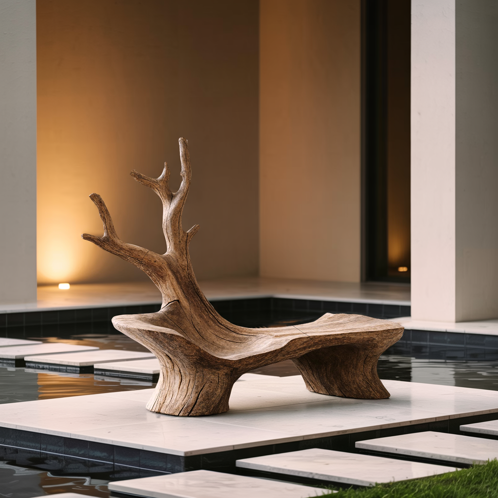 Mid Century Branch Bench Outdoor Seating For Timeless Patio Comfort