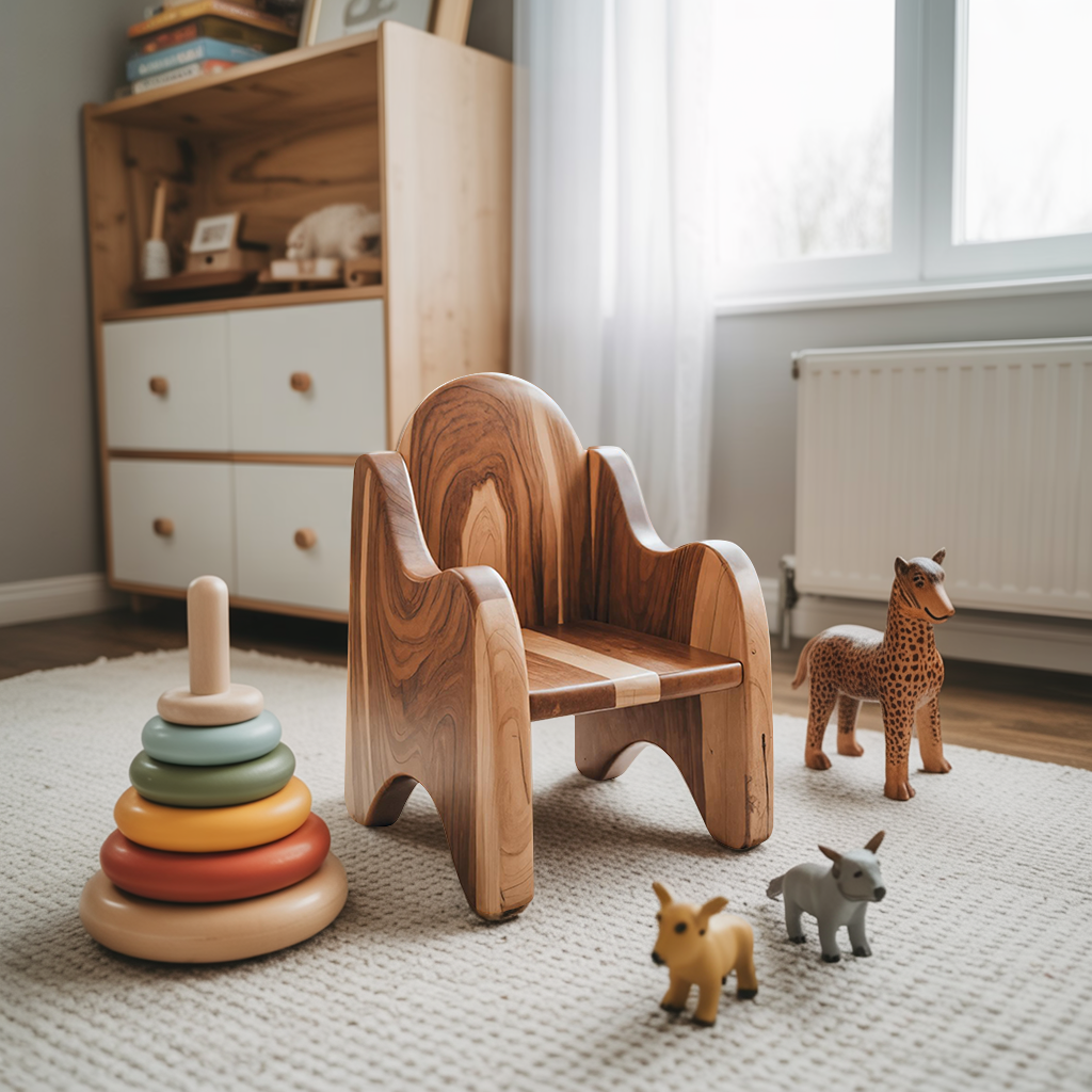Montessori Wooden Toddler Chair For Playroom Or Minimalist Nursery