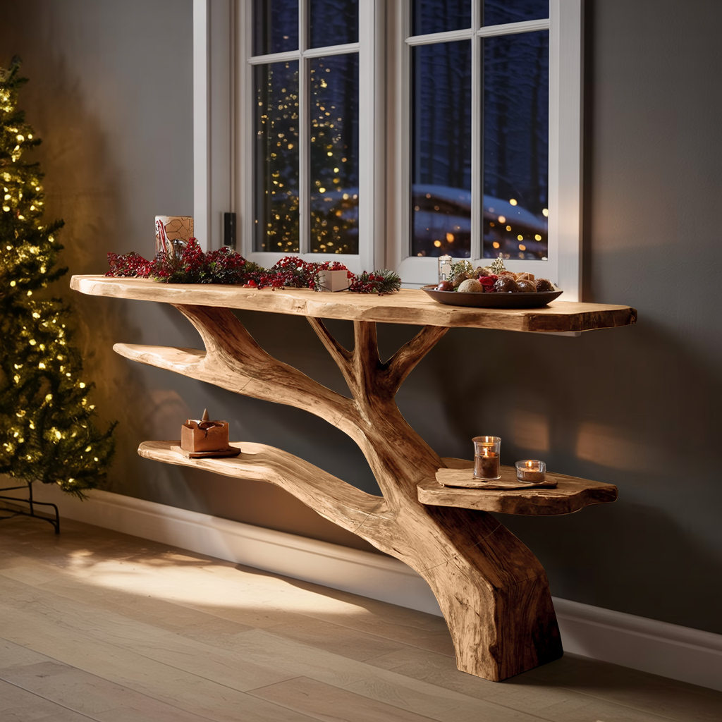 Handcrafted Solid Wood Console Table For Christmas Furniture Decor