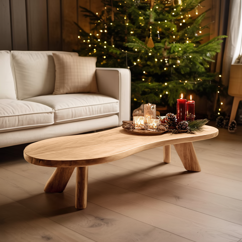 Handcrafted Wooden Live Edge Coffee Table For Holiday Decor