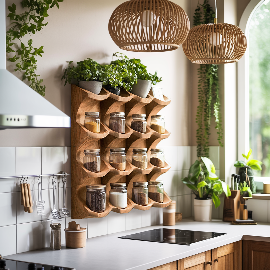 Wooden Kitchen Cabinet Organizer Rustic Style Decor