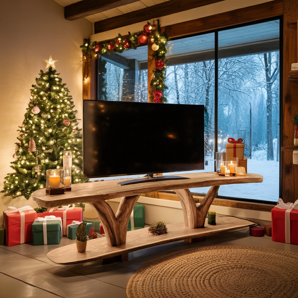 Farmhouse Solid Wood TV Console For Cozy Holiday Decoration