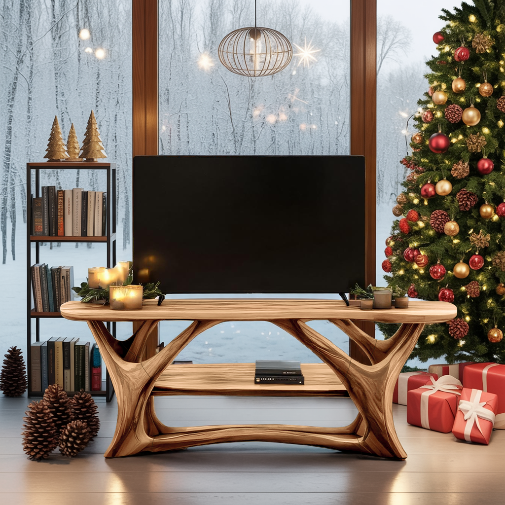 Farmhouse Live Edge TV Stand For Festive Living Room Decor