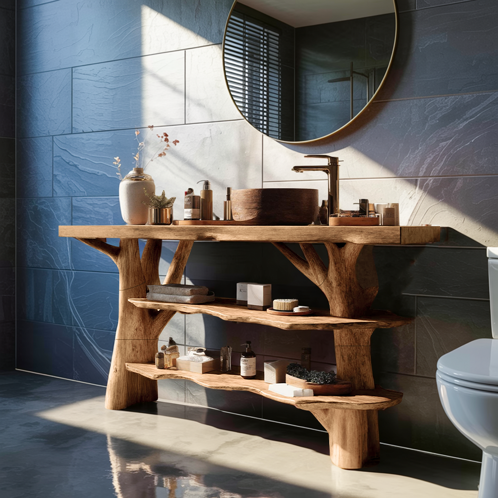 Modern Wooden Live Edge Bathroom Vanity For Luxury Bathroom Furniture