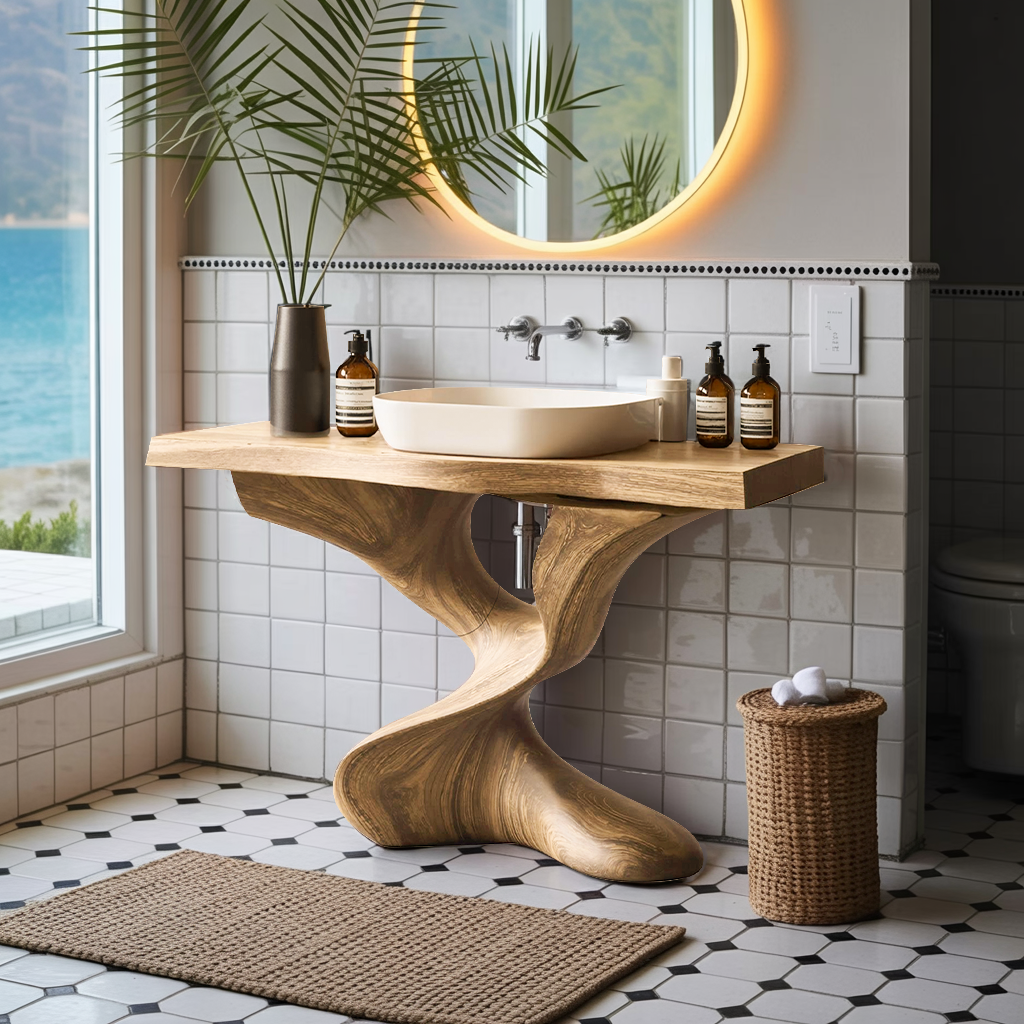 Farmhouse Solid Wood Vanity For Natural Bathroom