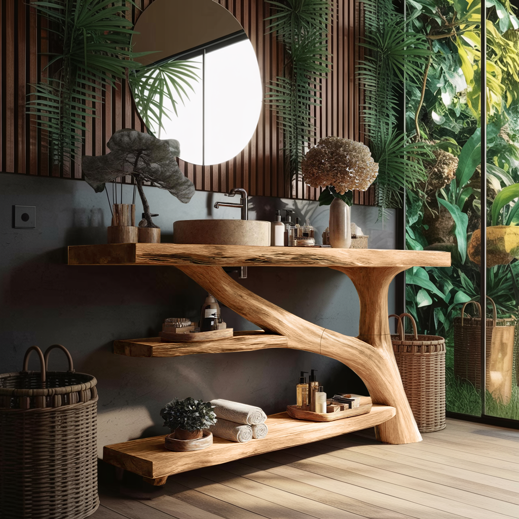 Modern Solid Wood Bathroom Vanity For Modern Rustic Furniture Decor