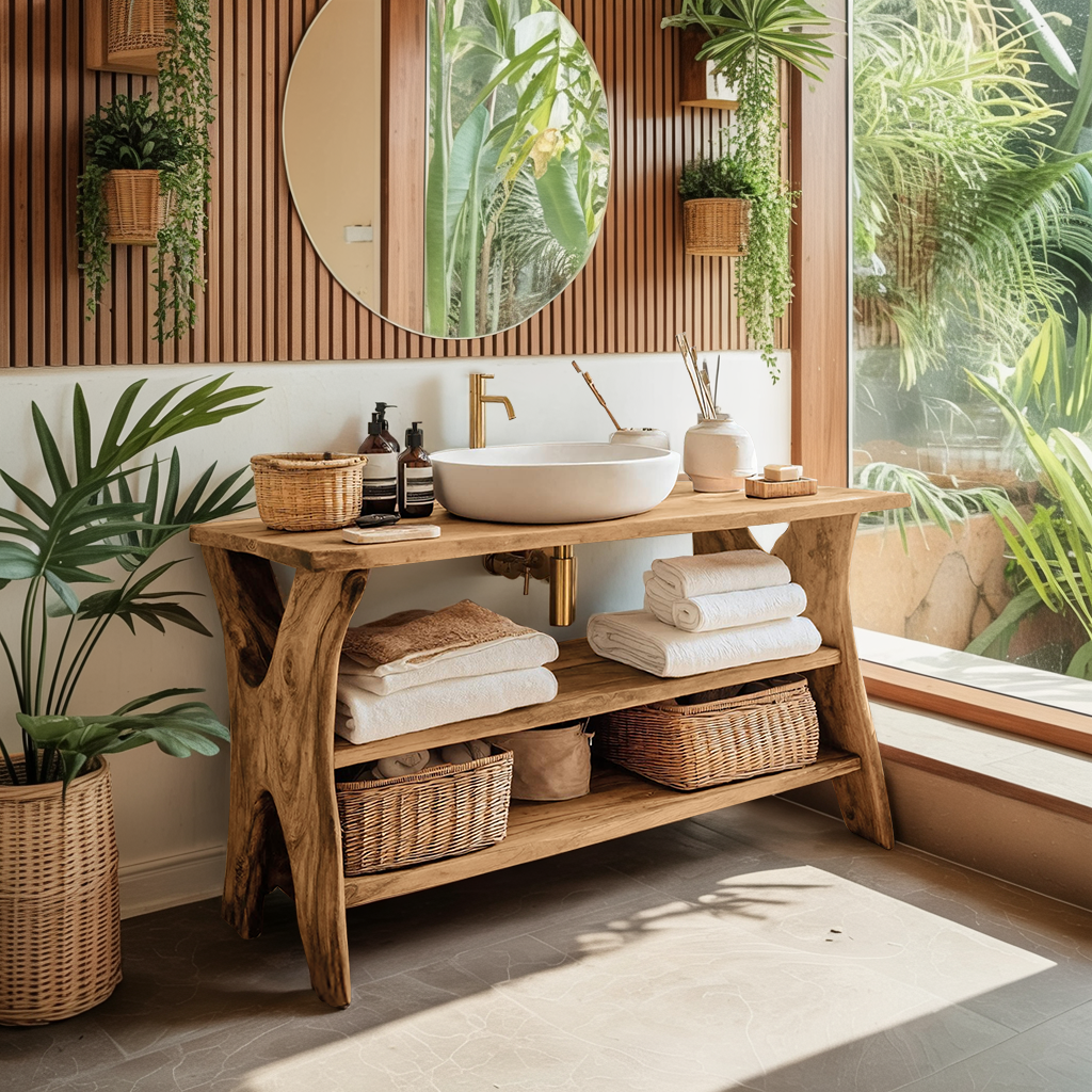 Handcrafted Live Edge Vanity For Bathroom Functionality