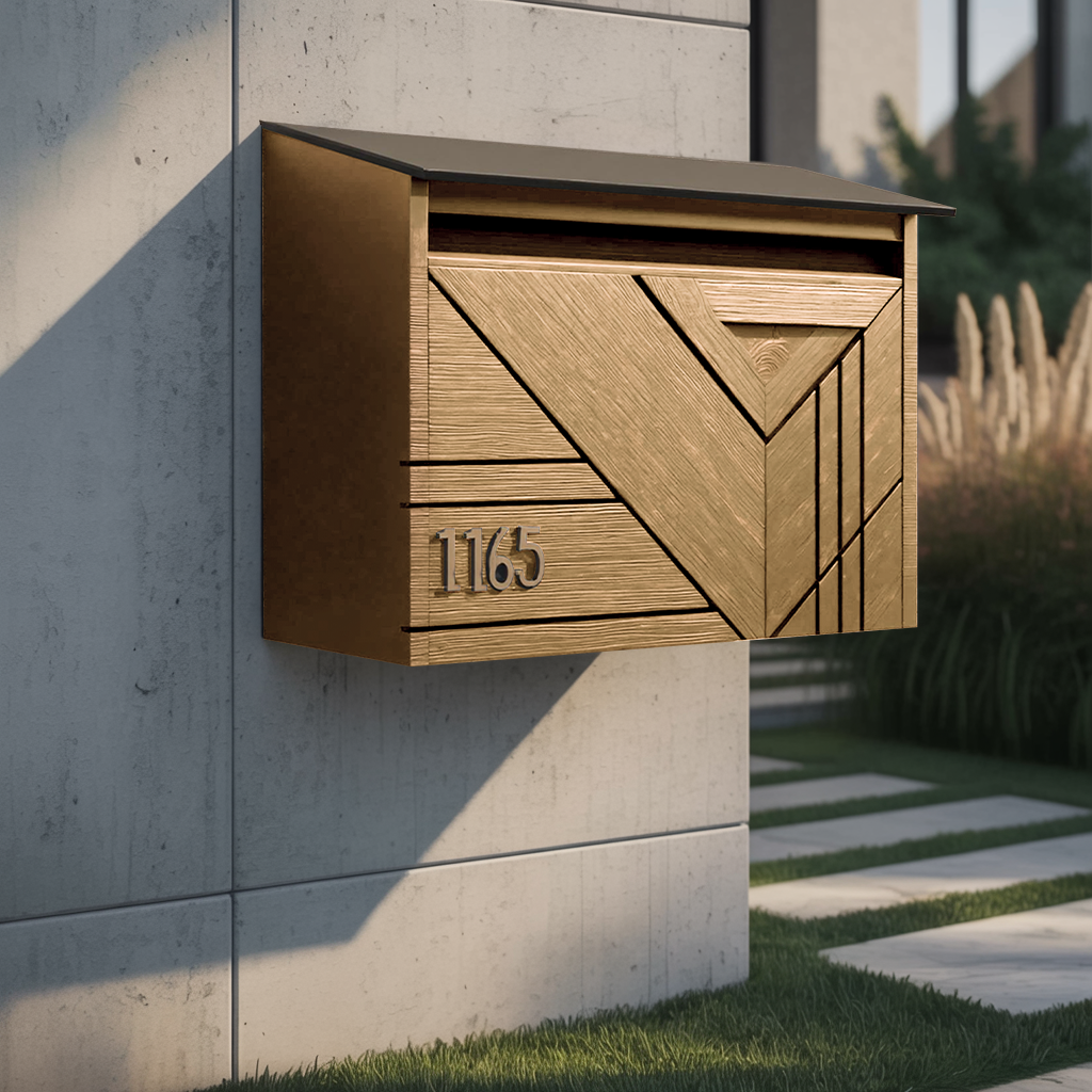 Farmhouse Wooden Sculpture Mailbox For Outdoor Patio Furniture Accent