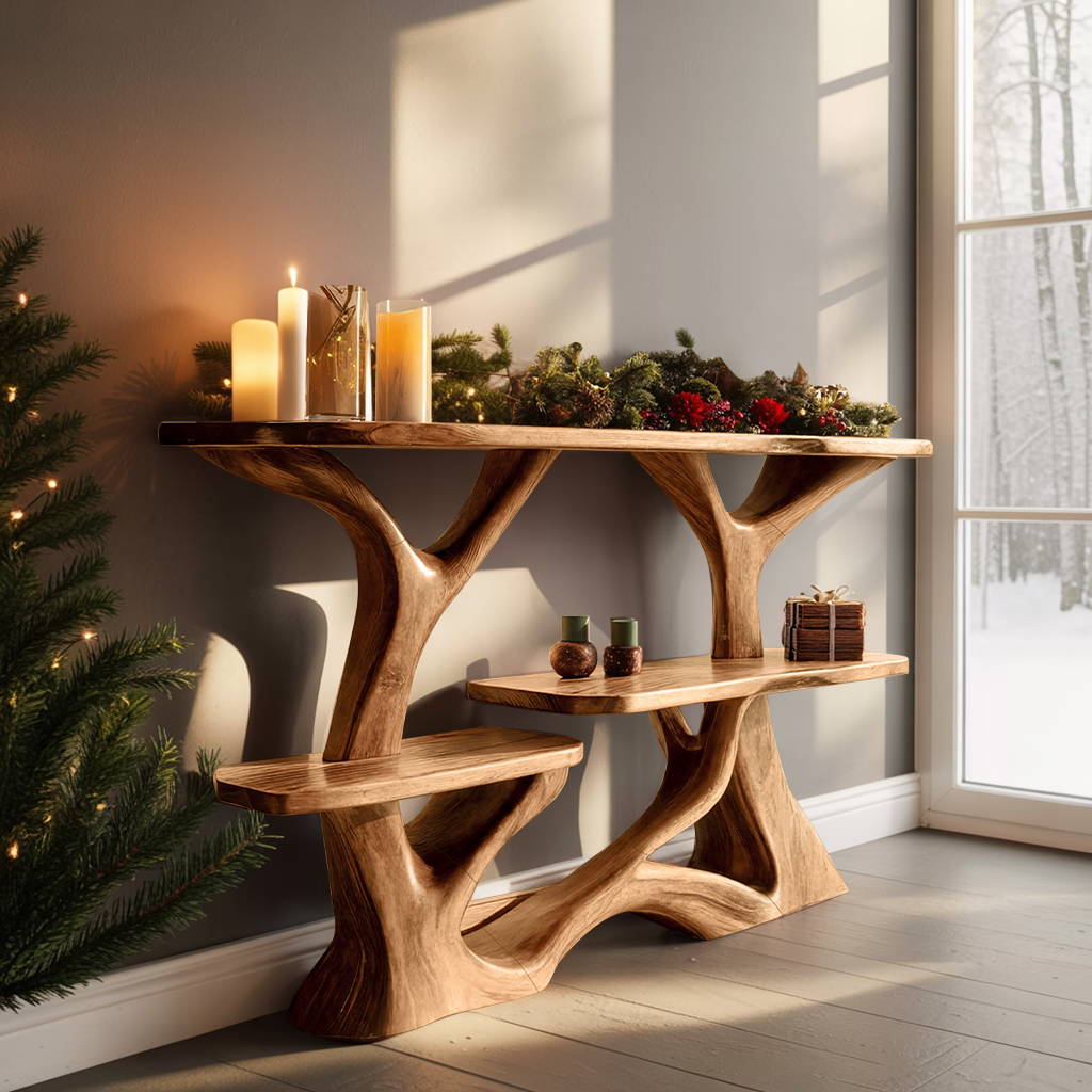Farmhouse Solid Wood Console Table For Christmas Home Decoration