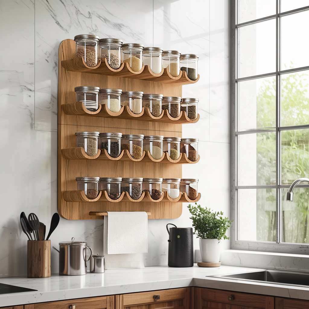 Mid Century Handmade Spice Storage For Kitchen Decor