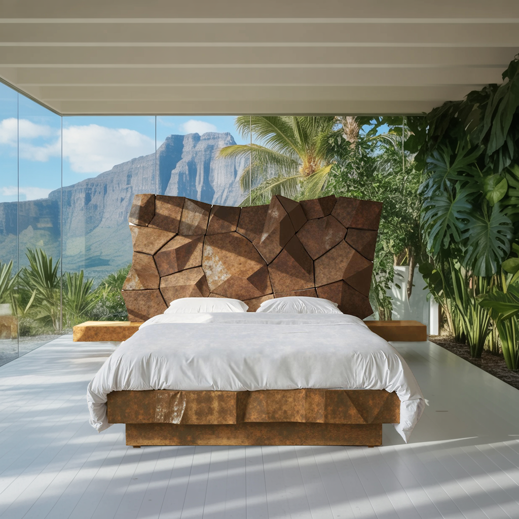 Sculptural Geometric Bed Frame For Modern Bedroom
