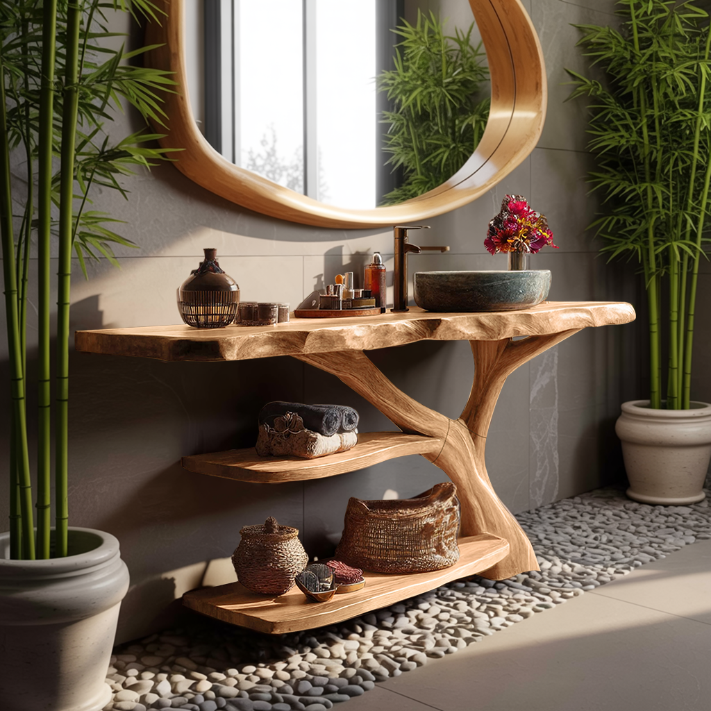 Modern Live Edge Tree Trunk Vanity For Stylish Bathroom Home Design