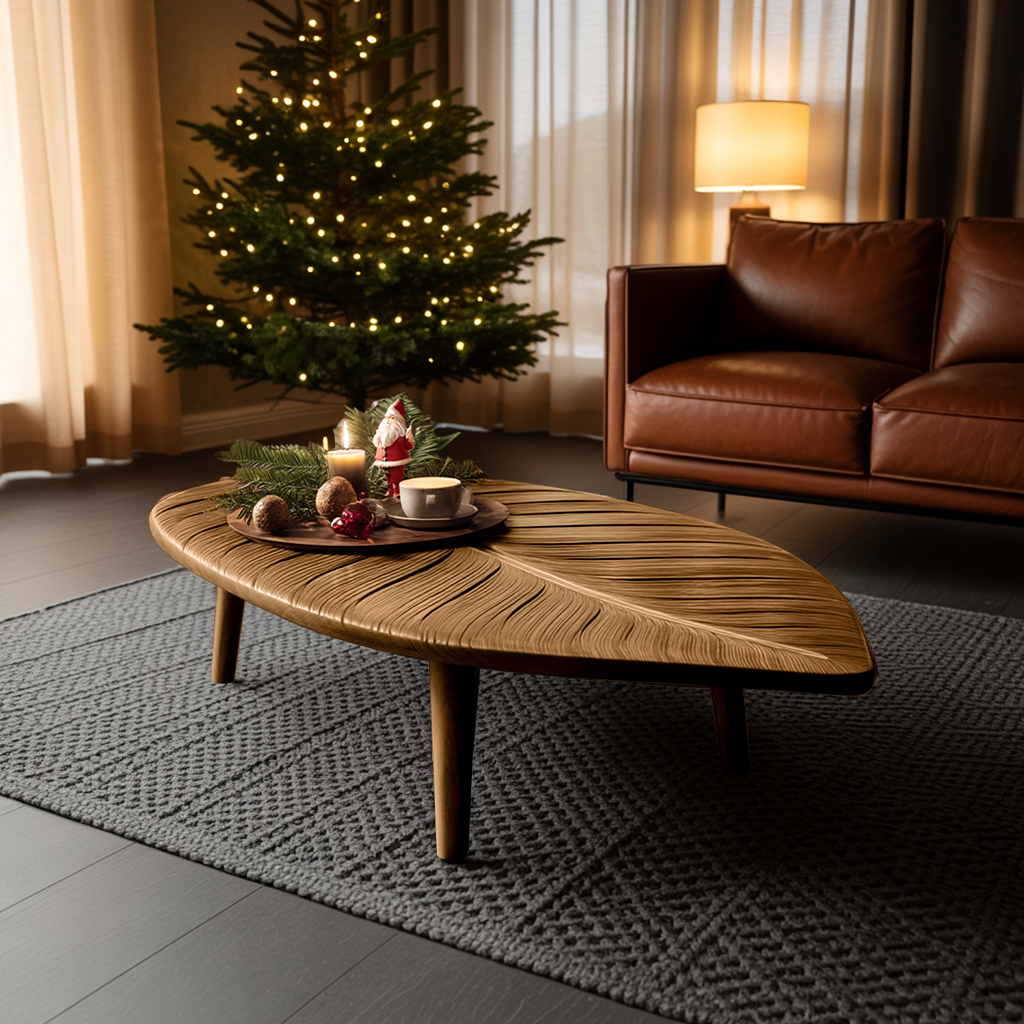 Mid Century Wooden Coffee Table For Christmas Living Room Decor