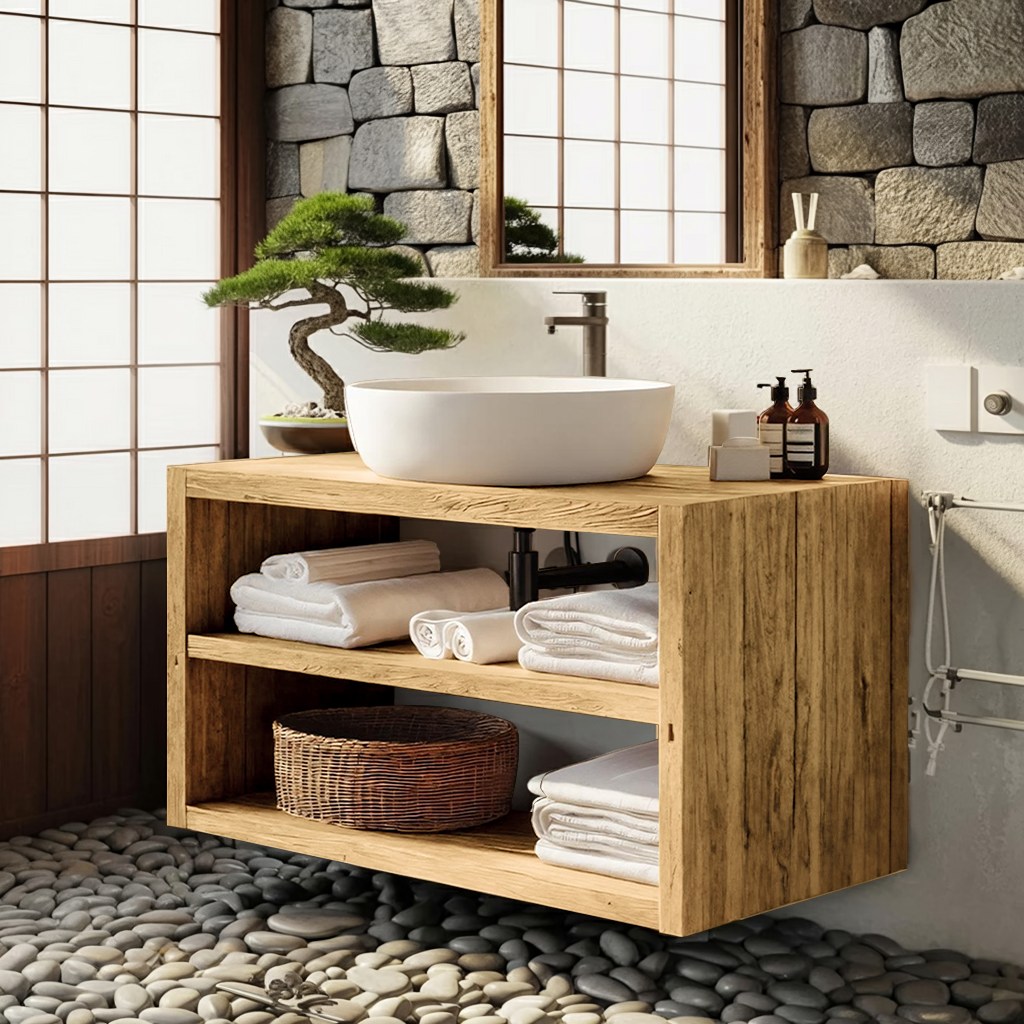 Wooden Bathroom Storage Cabinet For Rustic Decor Vibe