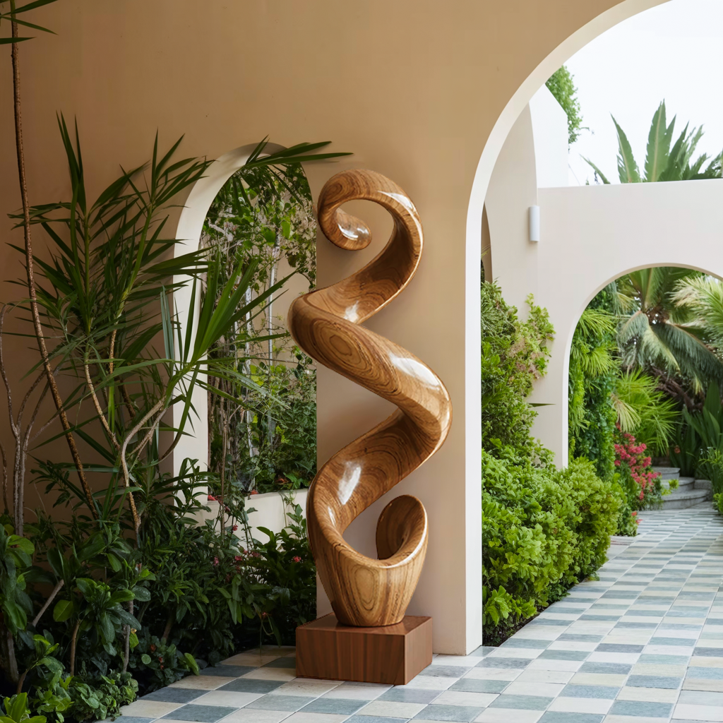 Rustic Large Twisted Spiral Floor Art For Office Decor