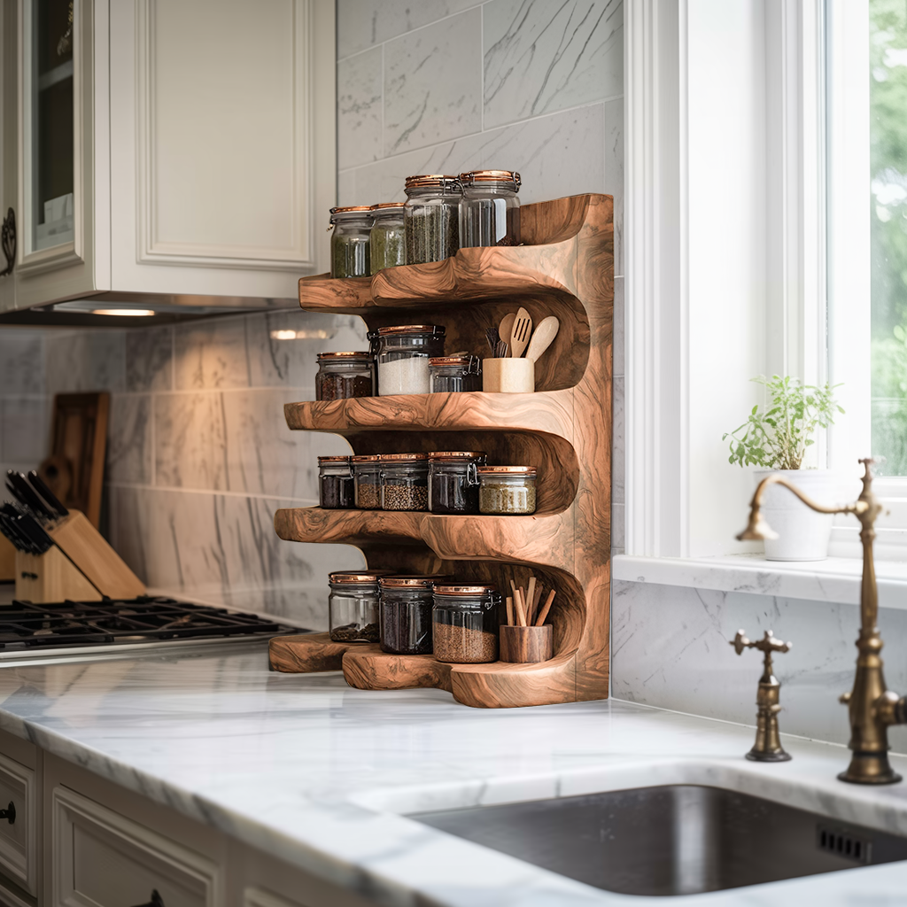 Handmade Spice Storage Rack Farmhouse Style For Kitchen