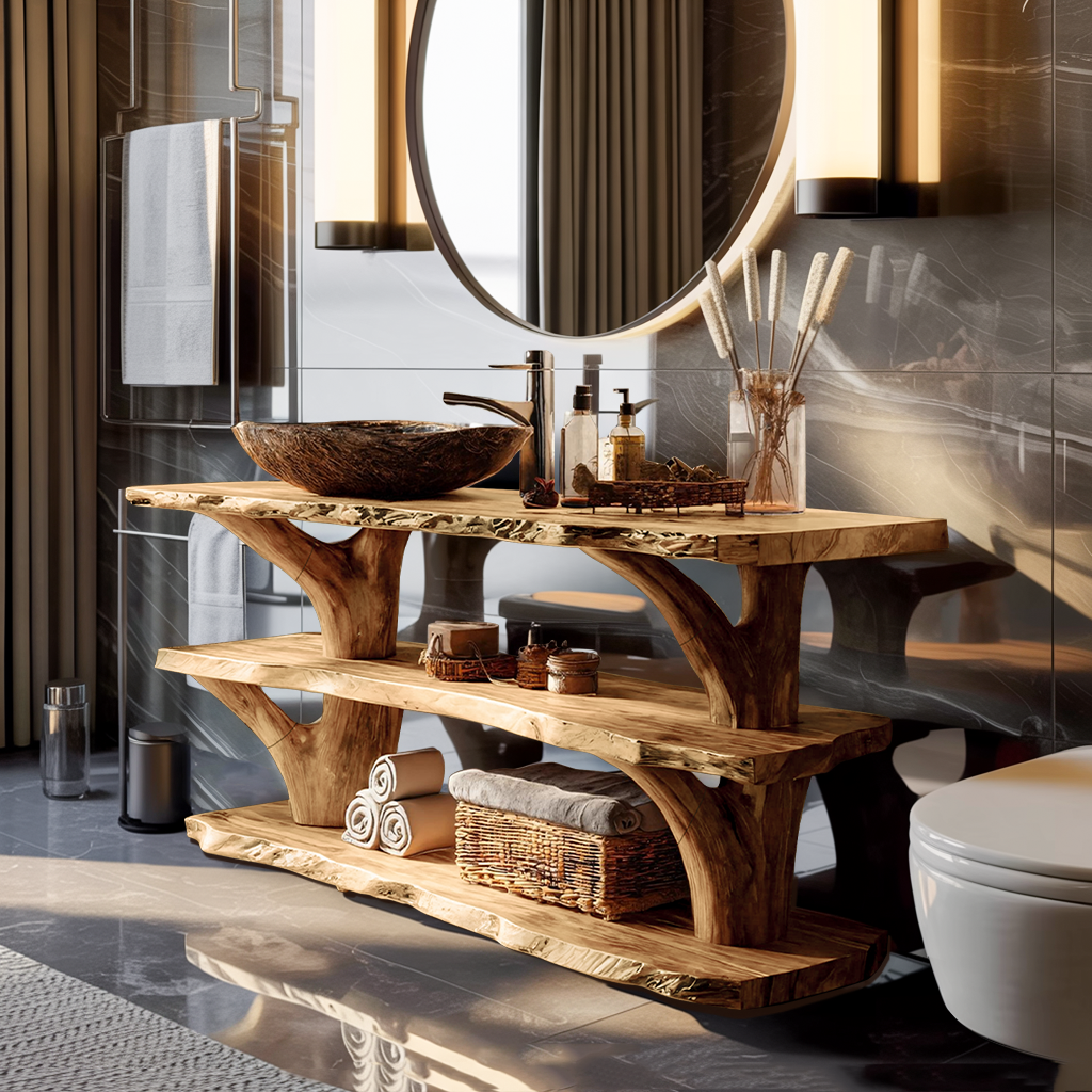 Handcrafted Solid Wood Bathroom Vanity For Luxury Bathroom Decoration