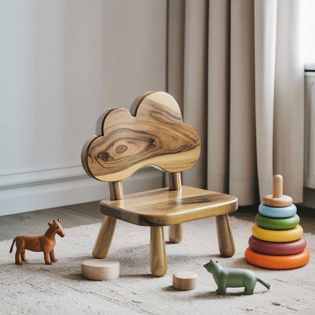 Whimsical Cloud Shaped Kids Chair For Montessori Nursery Or Playroom