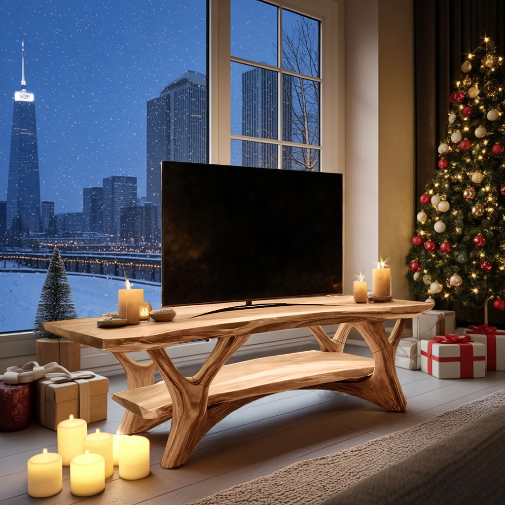 Farmhouse Solid Wood TV Console For Cozy Holiday Decor