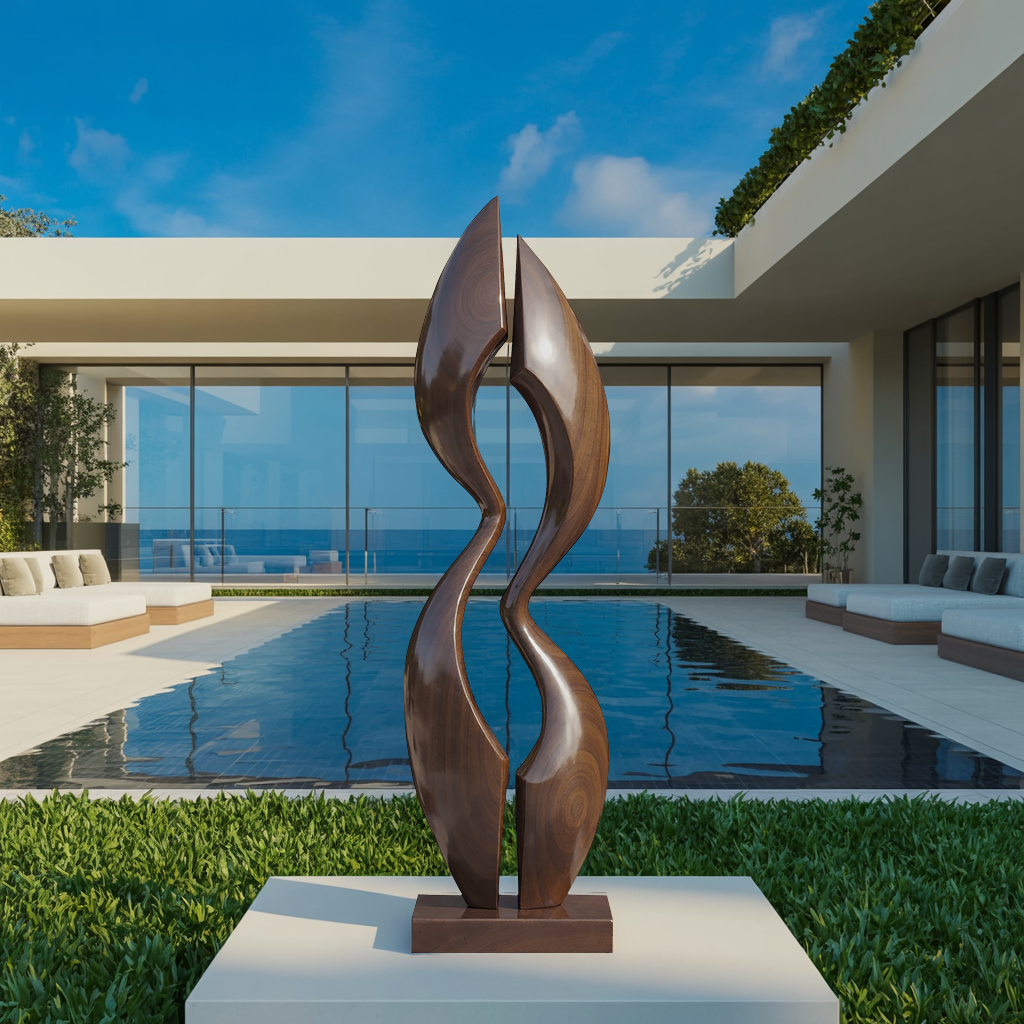 Farmhouse Wood Sculpture Decor For Outdoor Patio