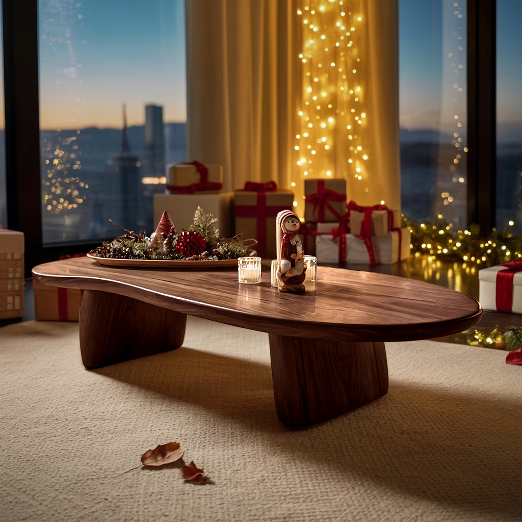 Rustic Solid Wood Coffee Table For Holiday Decoration