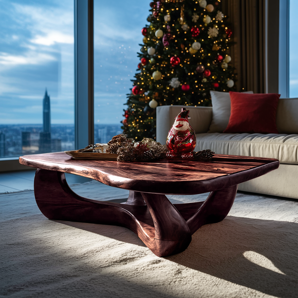 Rustic Wooden Live Edge Coffee Table For Holiday Home Furniture