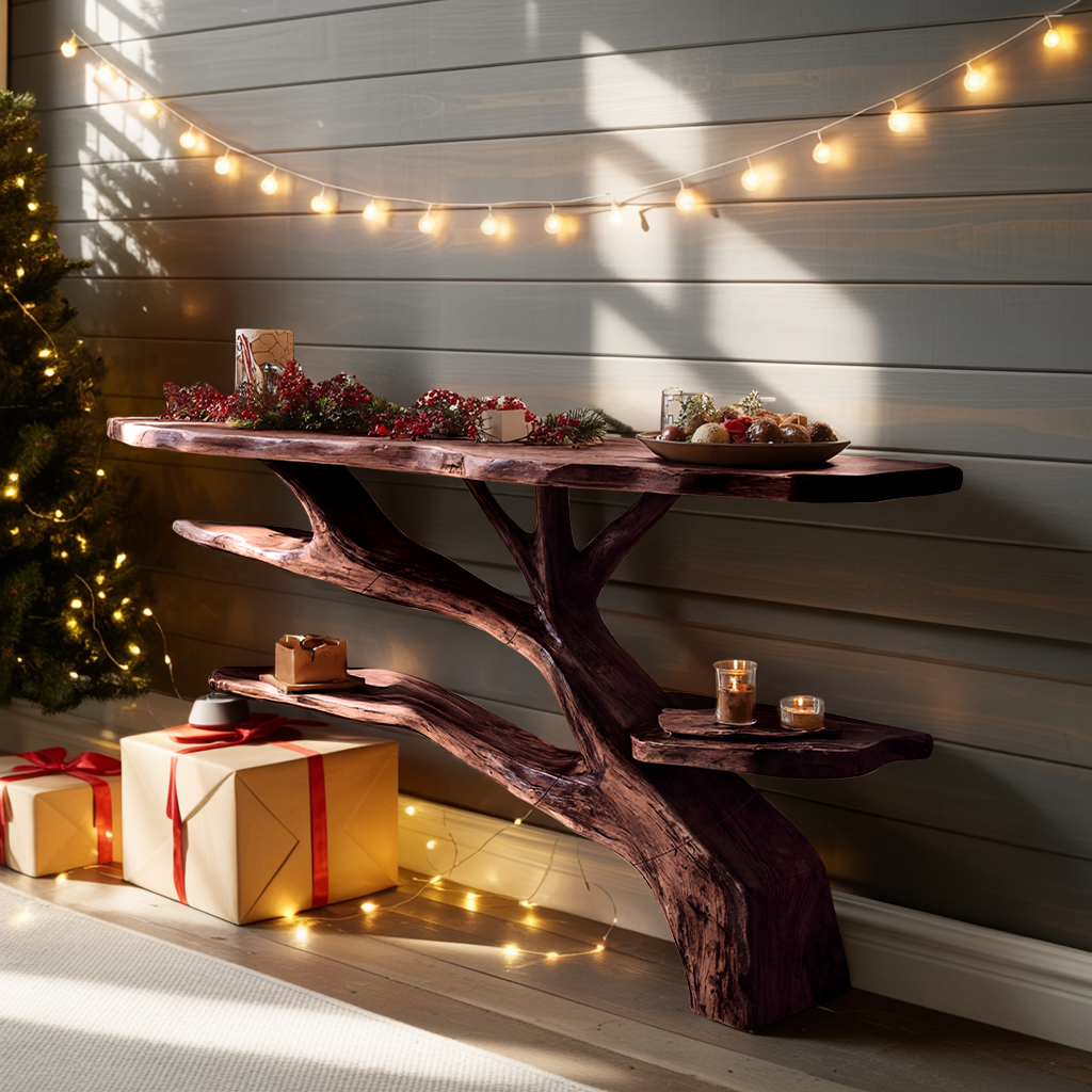 Handcrafted Solid Wood Console Table For Christmas Furniture Decor