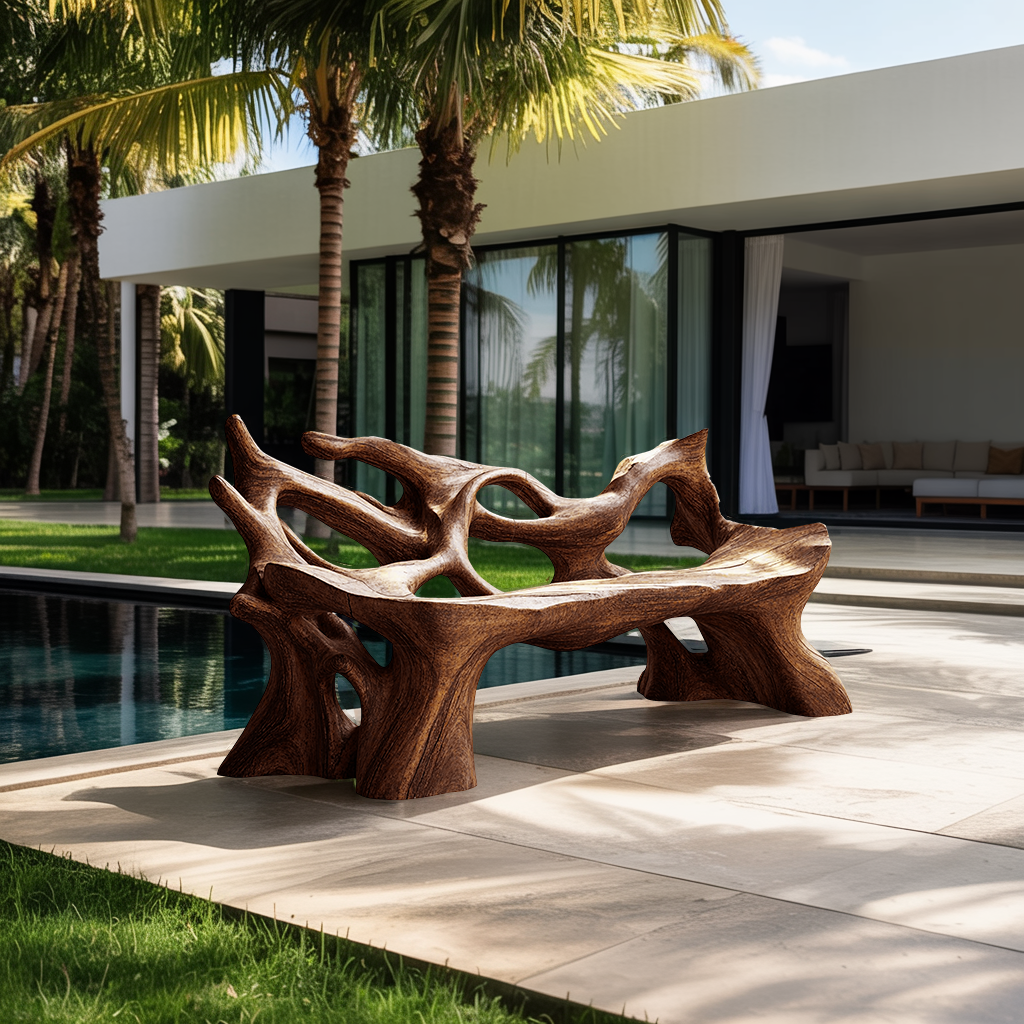 Farmhouse Wooden Bench For Weather Resistant Patio Decor