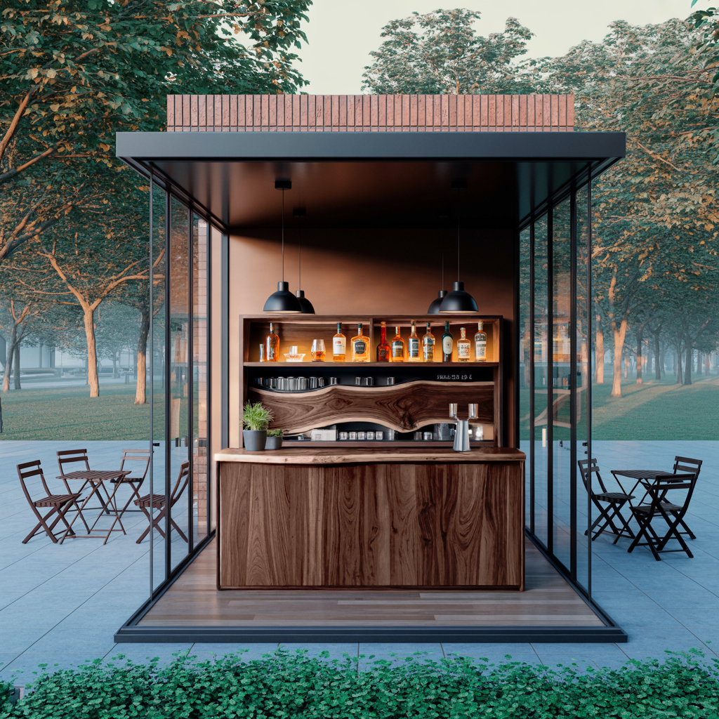 Modern Live Edge Indoor Bar Table With Wave Shelf For Home Lounge