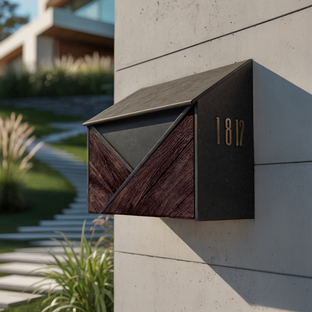 Modern Wooden Sculpture Mailbox For Outdoor Furniture Yard Accent