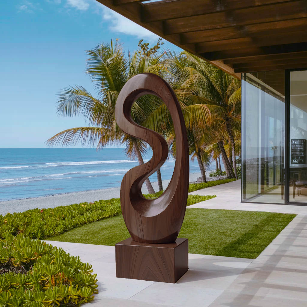 Rustic Solid Wood Abstract Statue For Interior Design