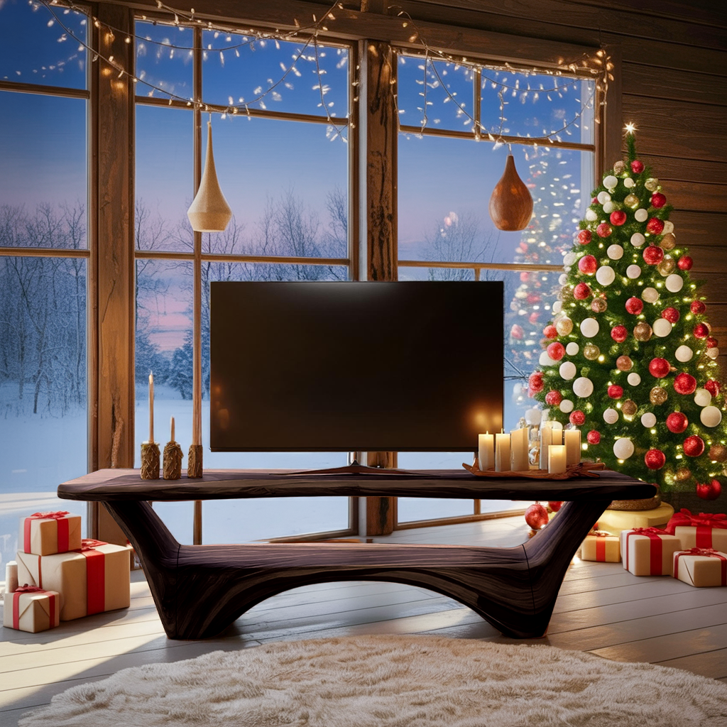Modern Wooden Live Edge TV Console For Holiday Decor Ideas