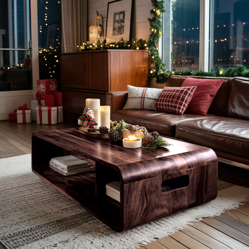Farmhouse Live Edge Coffee Table For Holiday Entryway Design
