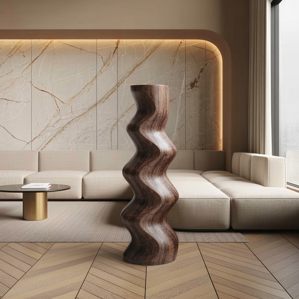 Mid Century Abstract Wood Sculpture For Home Decor