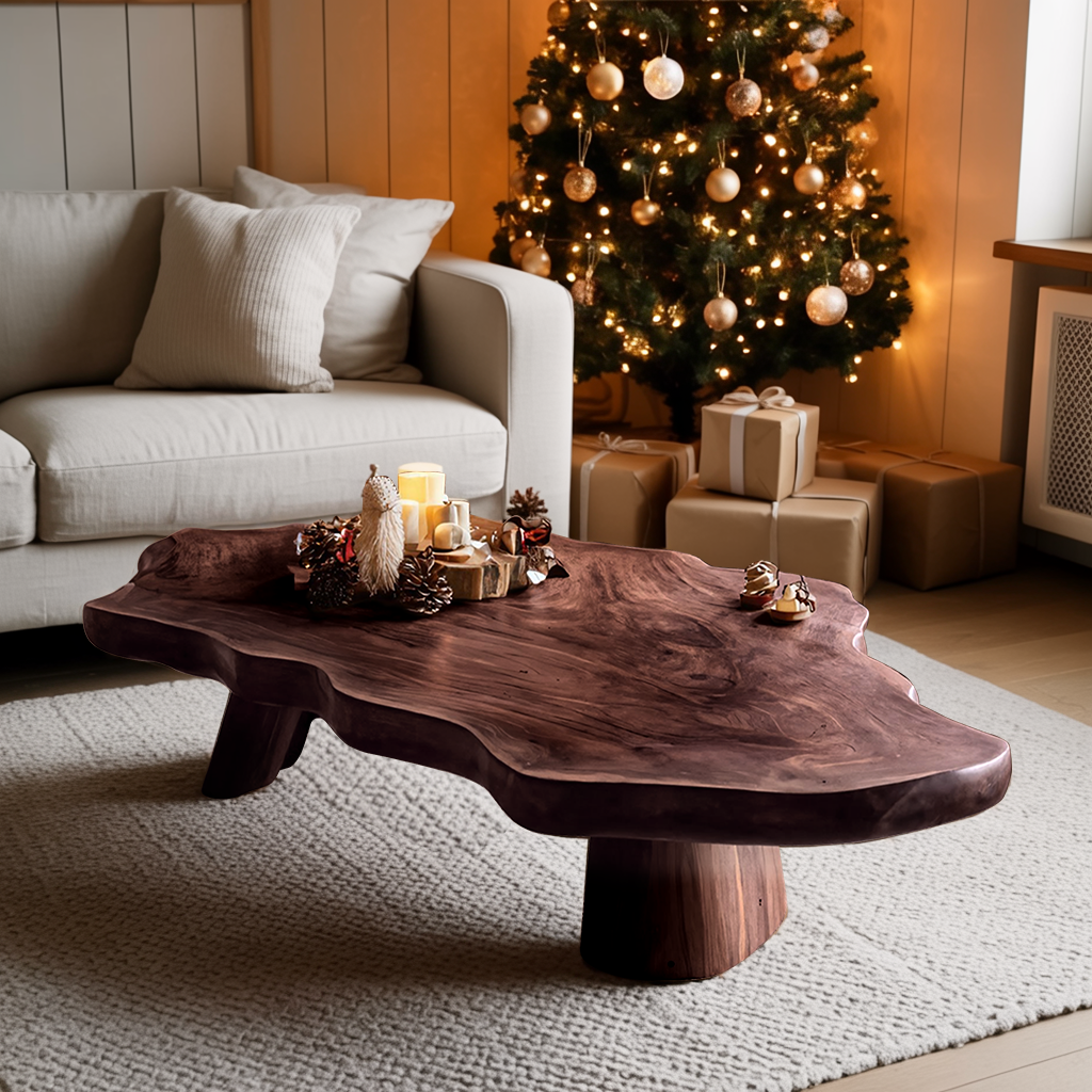 Mid Century Rustic Live Edge Coffee Table For Holiday Furniture