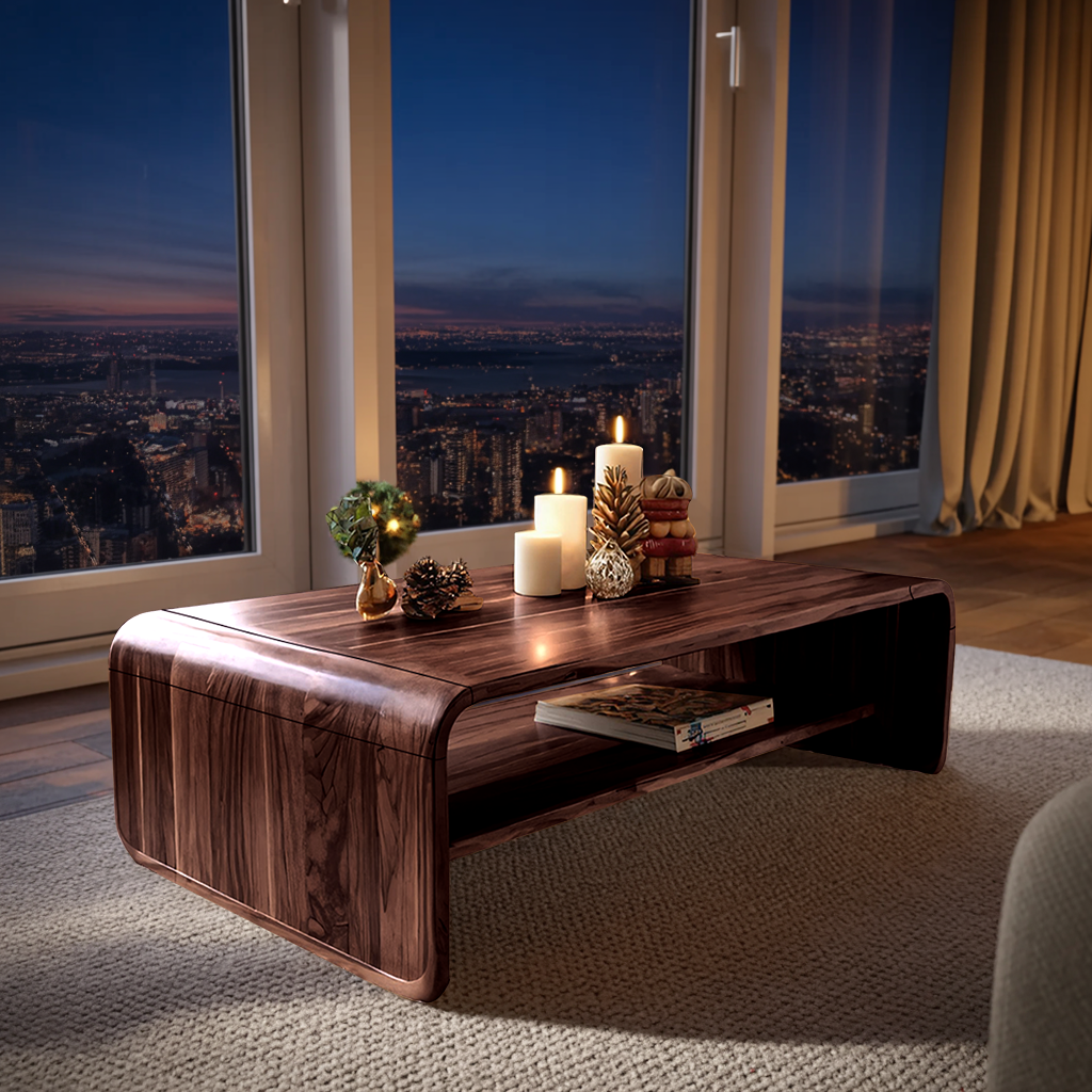 Mid Century Handcrafted Wooden Coffee Table For Christmas Entryway