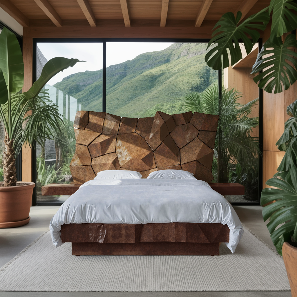 Sculptural Geometric Bed Frame For Modern Bedroom
