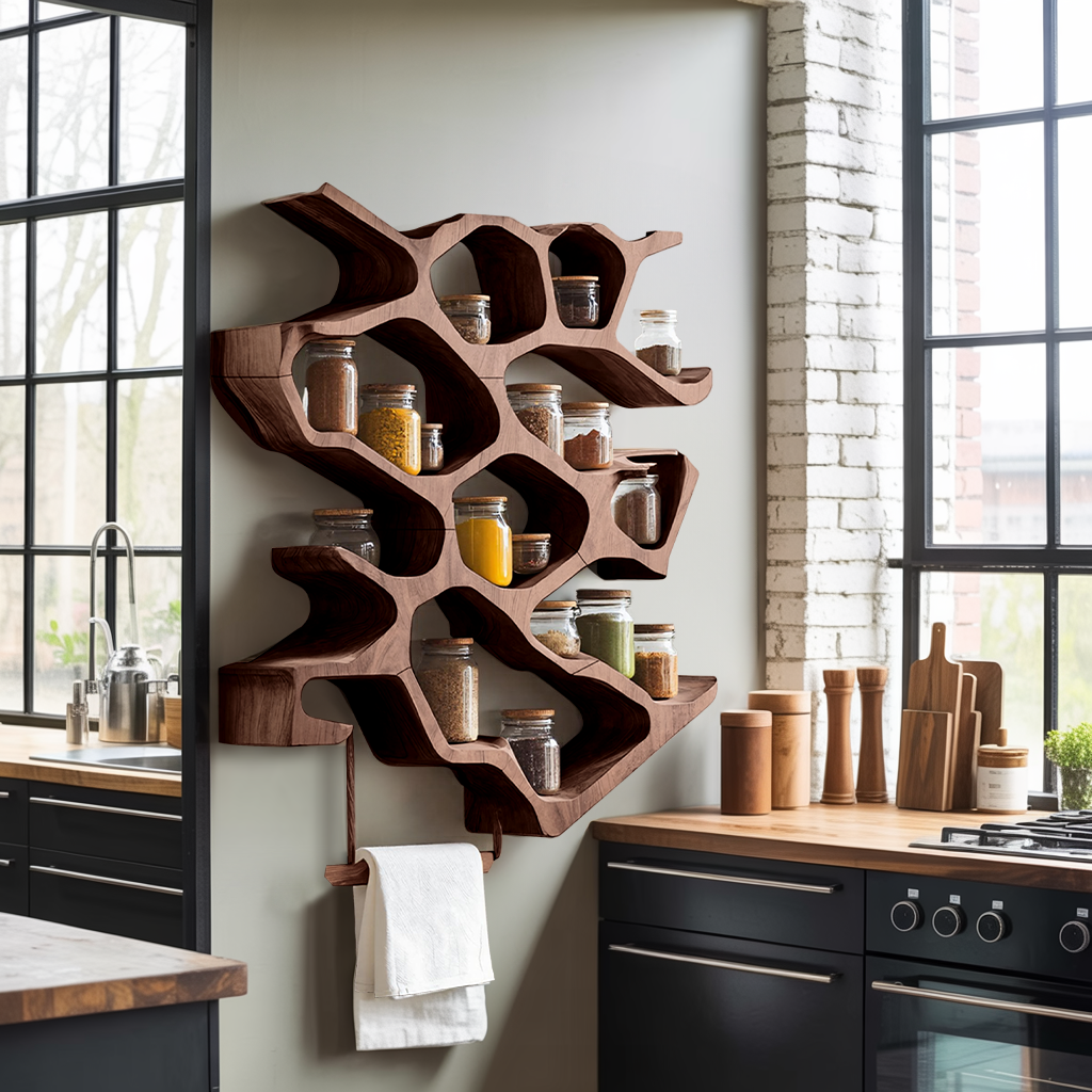 Rustic Entryway Design With Handcrafted Spice Cabinet