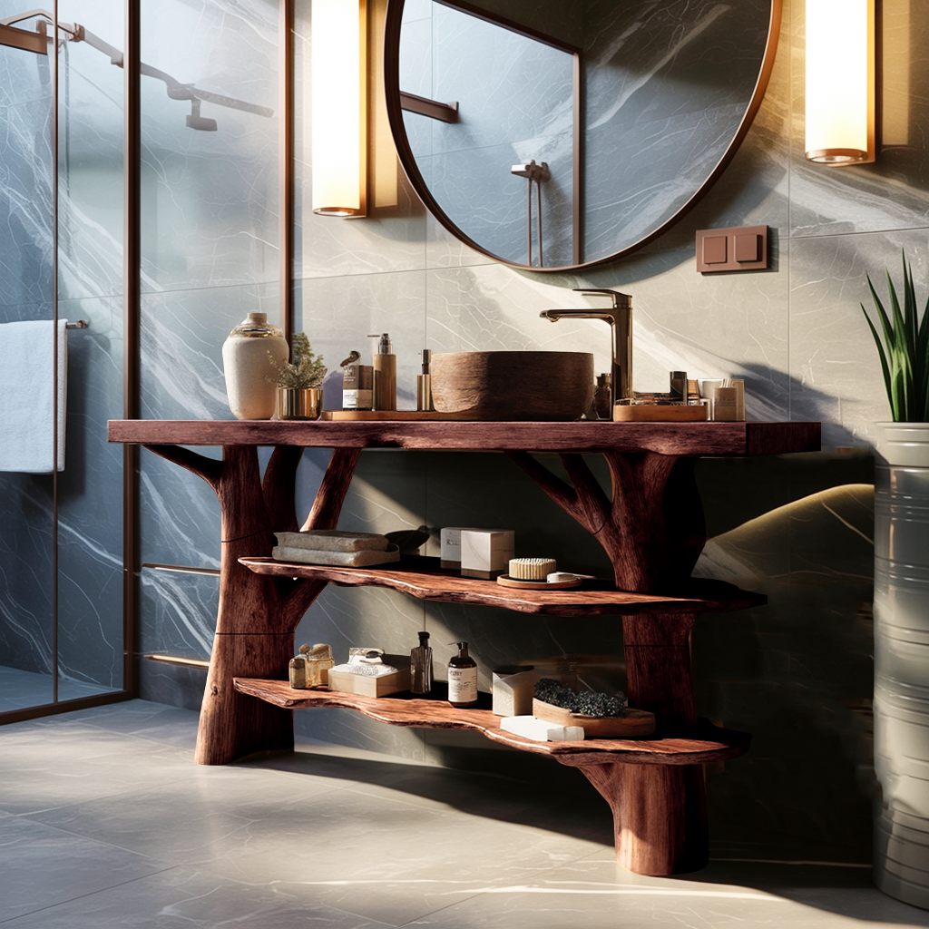 Modern Wooden Live Edge Bathroom Vanity For Luxury Bathroom Furniture