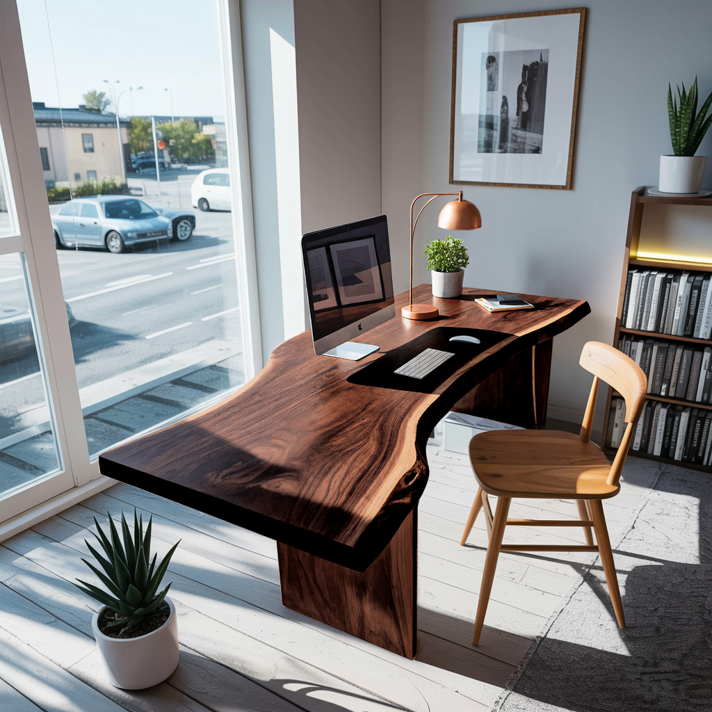 Modern Organic Curved Office Desk For Executive Or Creative Workspace