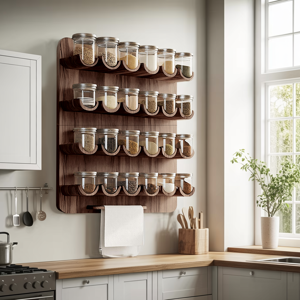 Mid Century Handmade Spice Storage For Kitchen Decor