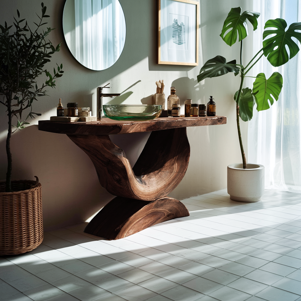 Mid Century Solid Wood Vanity For Bathroom Furniture