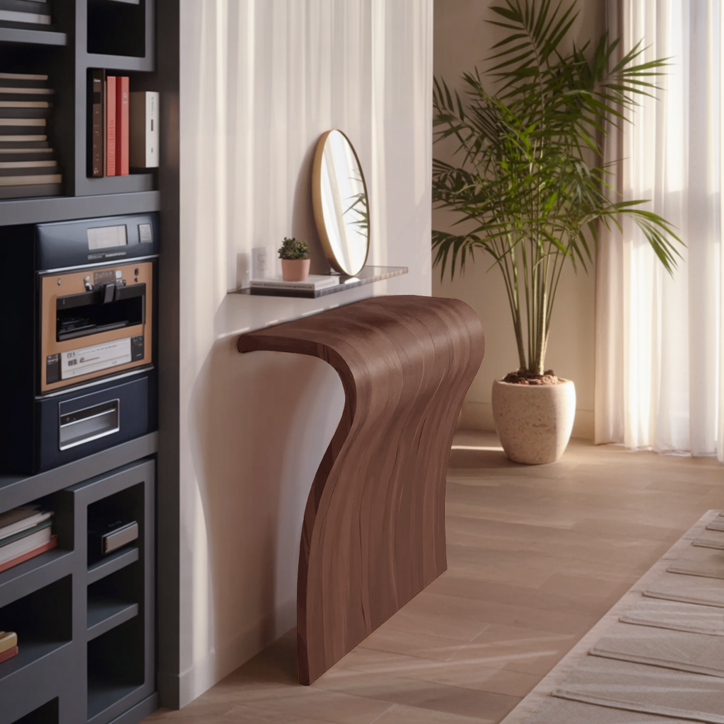Modern Sculptural Curved Console Table For Entryway And Living Room