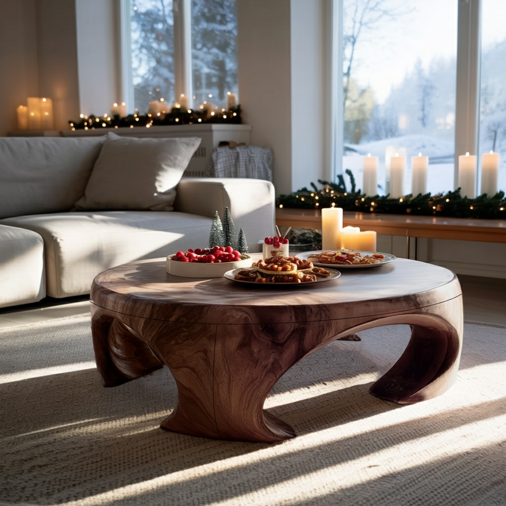 Farmhouse Wooden Coffee Table For Living Room Holiday Decoration
