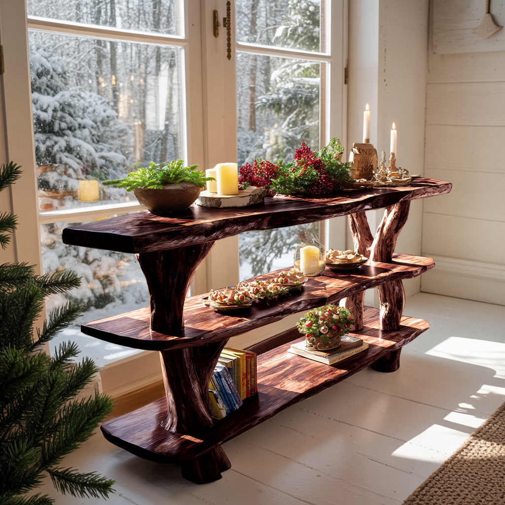 Mid Century Handcrafted Wooden Console Table For Holiday Home Decor