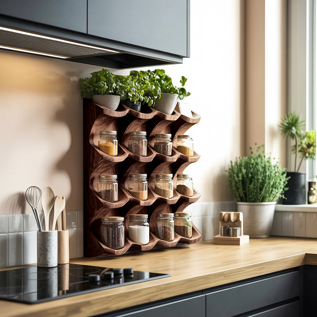 Wooden Kitchen Cabinet Organizer Rustic Style Decor