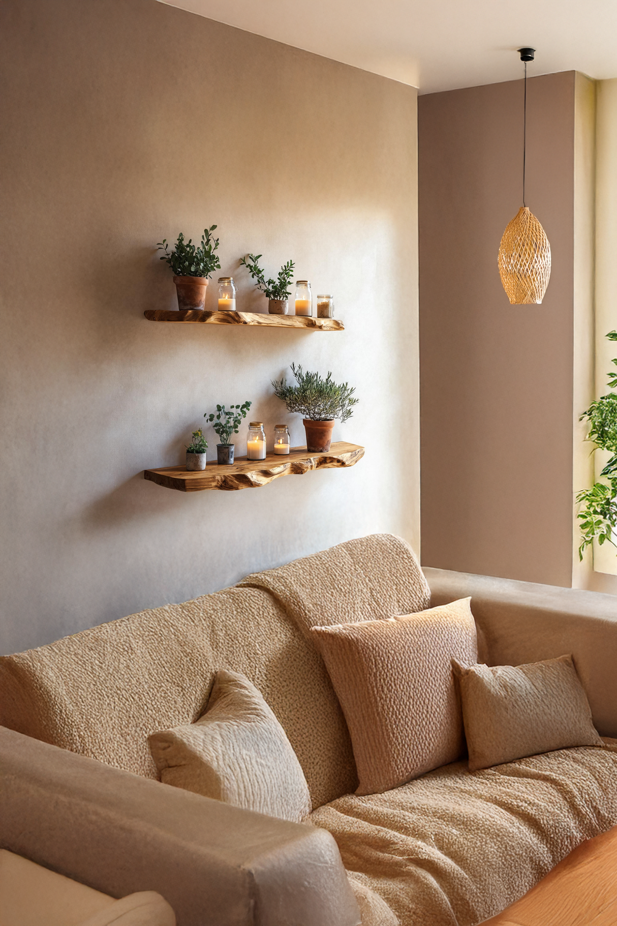 Farmhouse Wooden Floating Shelf For Living Room Holiday Decoration